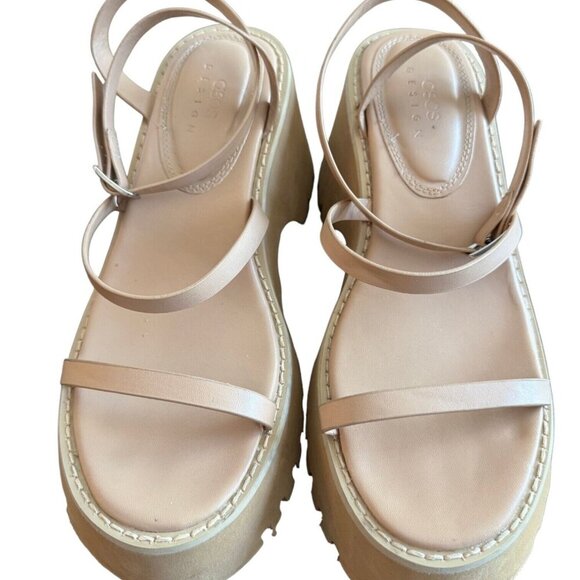🪻BOGO🪻 ASOS DESIGN Trip Triple Strap Chunky Platform Sandals Beige Size‎ 8.5 - Picture 9 of 16